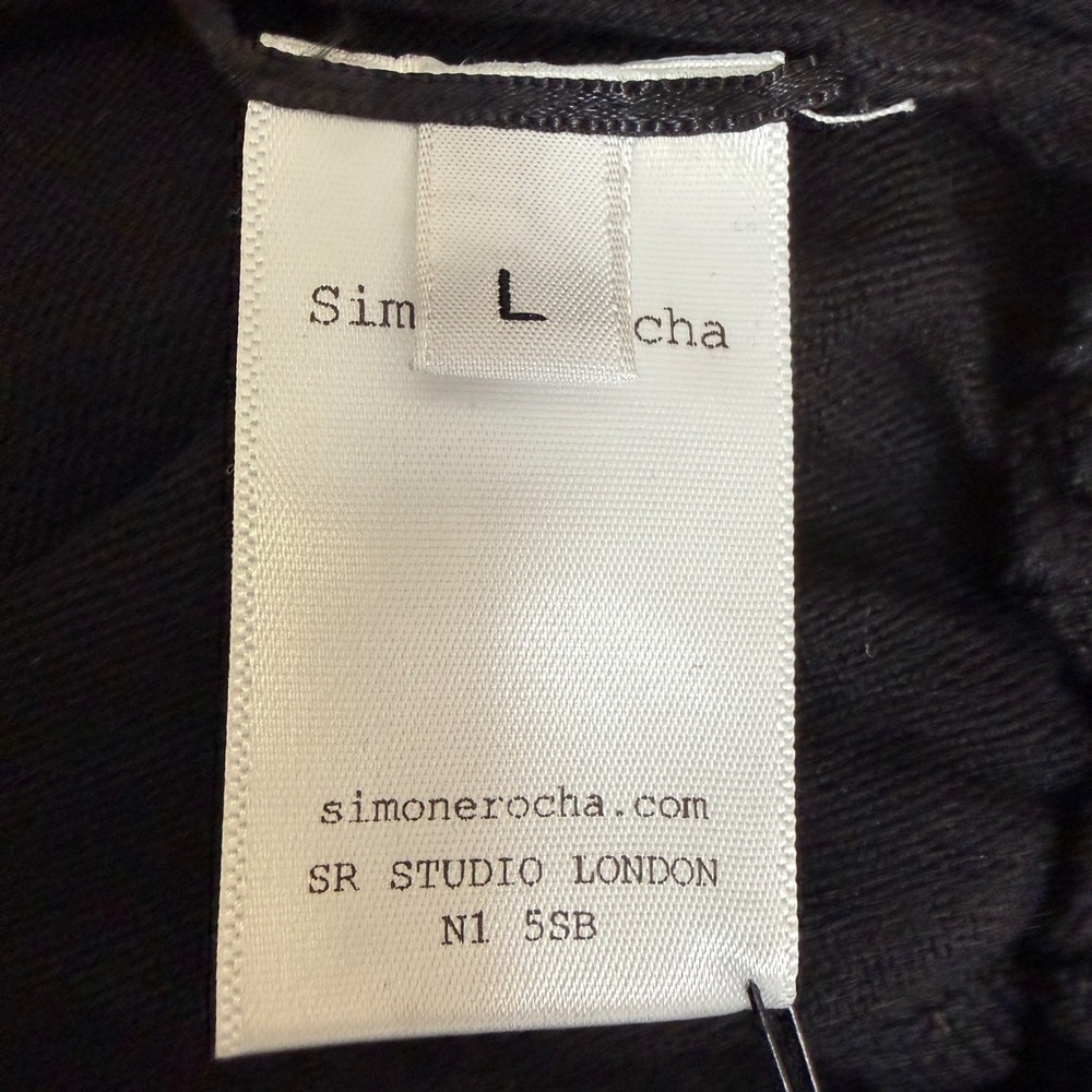 Simone Rocha Cardigan Black Wool Silk Ruffle Back Button Front‎ Size Large New - Picture 6 of 7